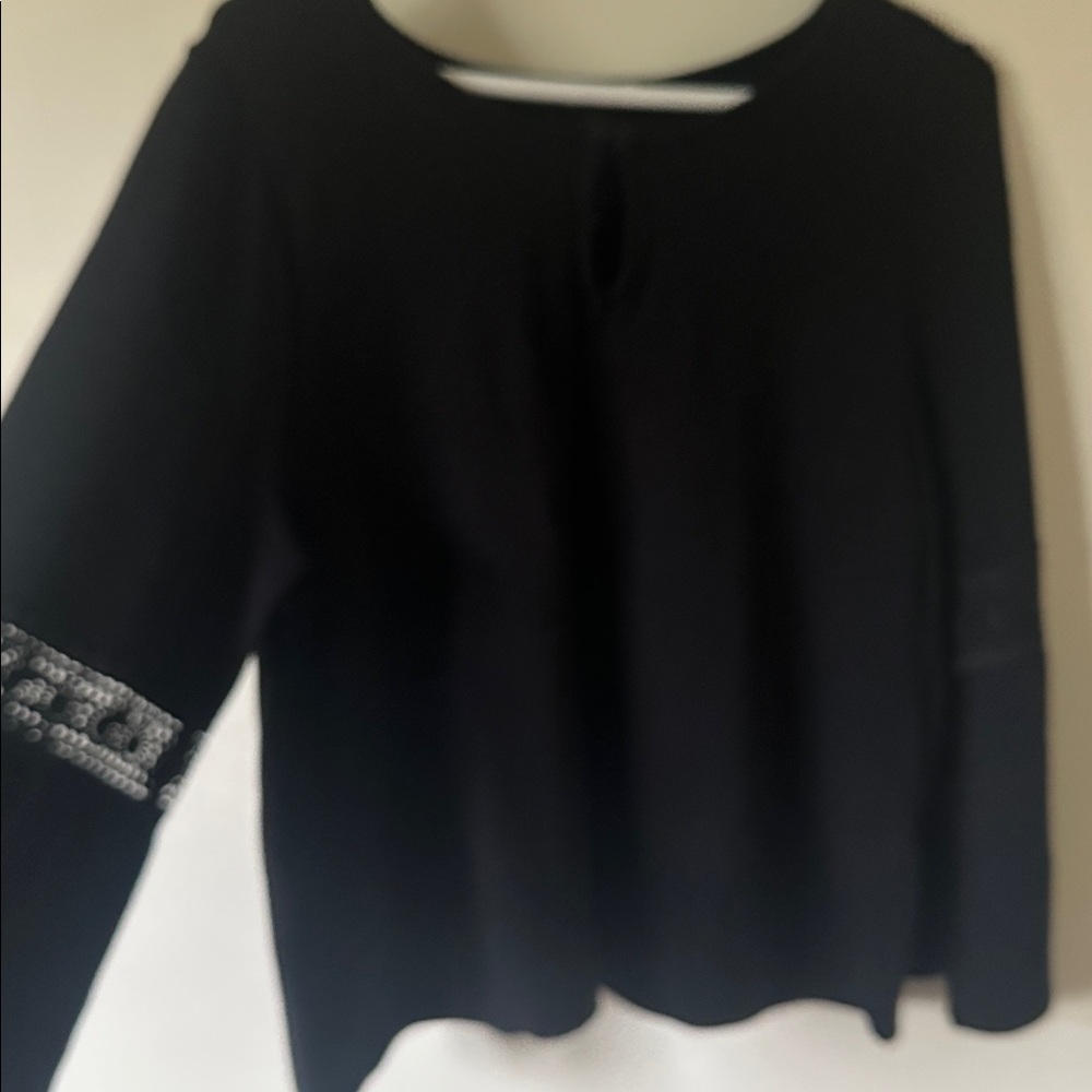 Chico's Black Rayon Blend Blouse